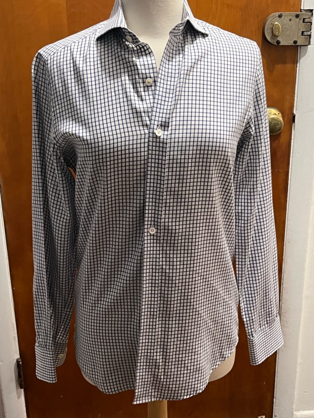 Twillory Men's Navy Grid Button Down Button Long Sleeve. Size 14.5 32/33. EUC